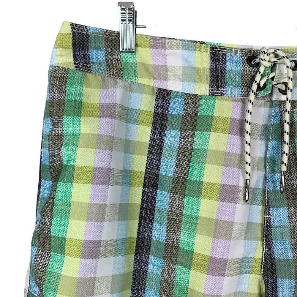 Tommy Bahama Relax Board Shorts Swim Beach Green Check Men's 36